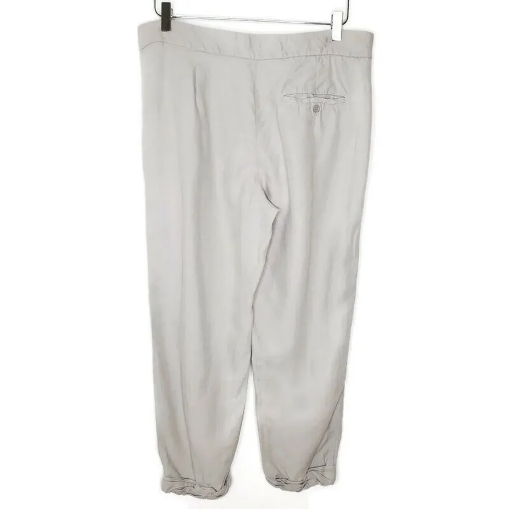 Wilfred Allant High Rise Cropped Pants 8 Oatmeal Linen Blend Roll Cuff Hem